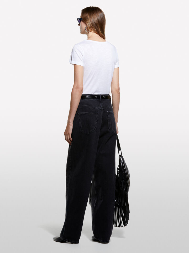 Μπλούζα λευκή με λαιμόκοψη - μπλουζάκια κοντομάνικα γυναικεία - Λευκο | Sisley image number 2